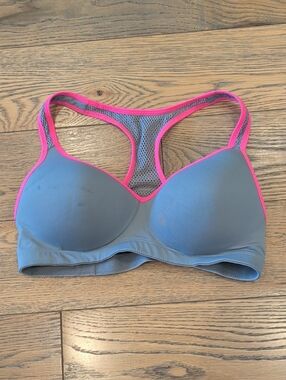 PINK Victoria's Secret Gray Sports Bra with Pink Trim